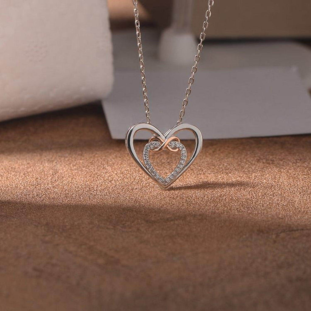 Sterling Silver Heart Zircon Necklace