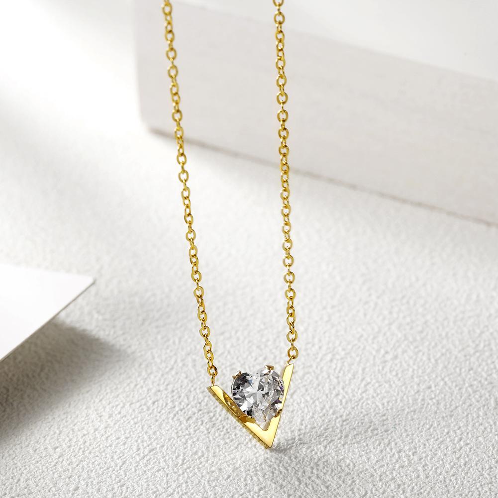 V-Shaped CZ Pendant Necklace