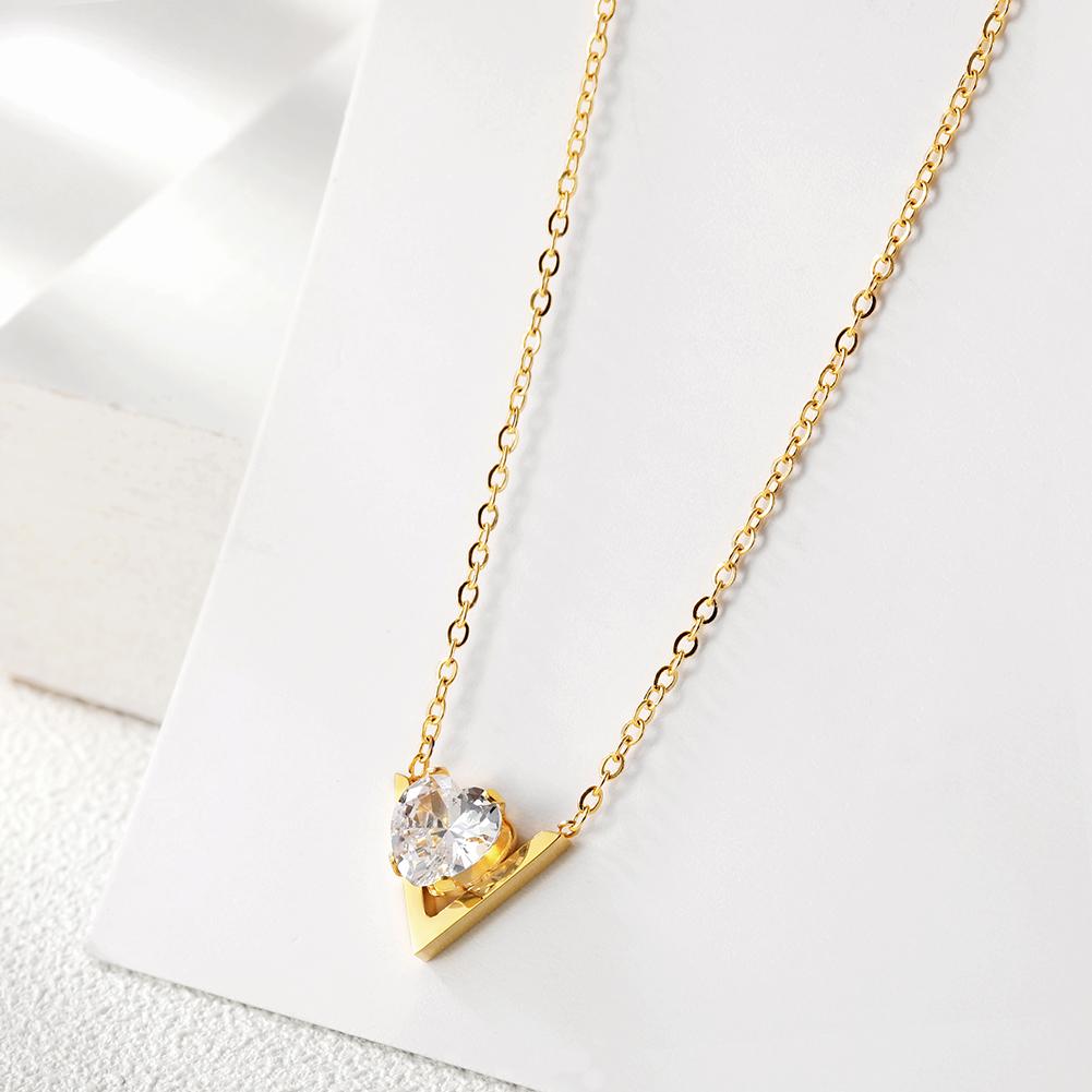 V-Shaped CZ Pendant Necklace