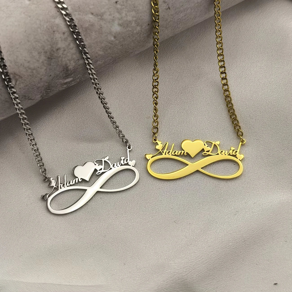 Custom Name Infinity Necklaces Women Family Mather Personalized Stainless Steel Two Name Birth Date Necklace Jewelry Best Gift