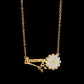 Freeteeme Personalized Custom Name Flower Necklace for Women Stainless Steel UV Print Birth Flower Chain Jewelry Birthday Gifts