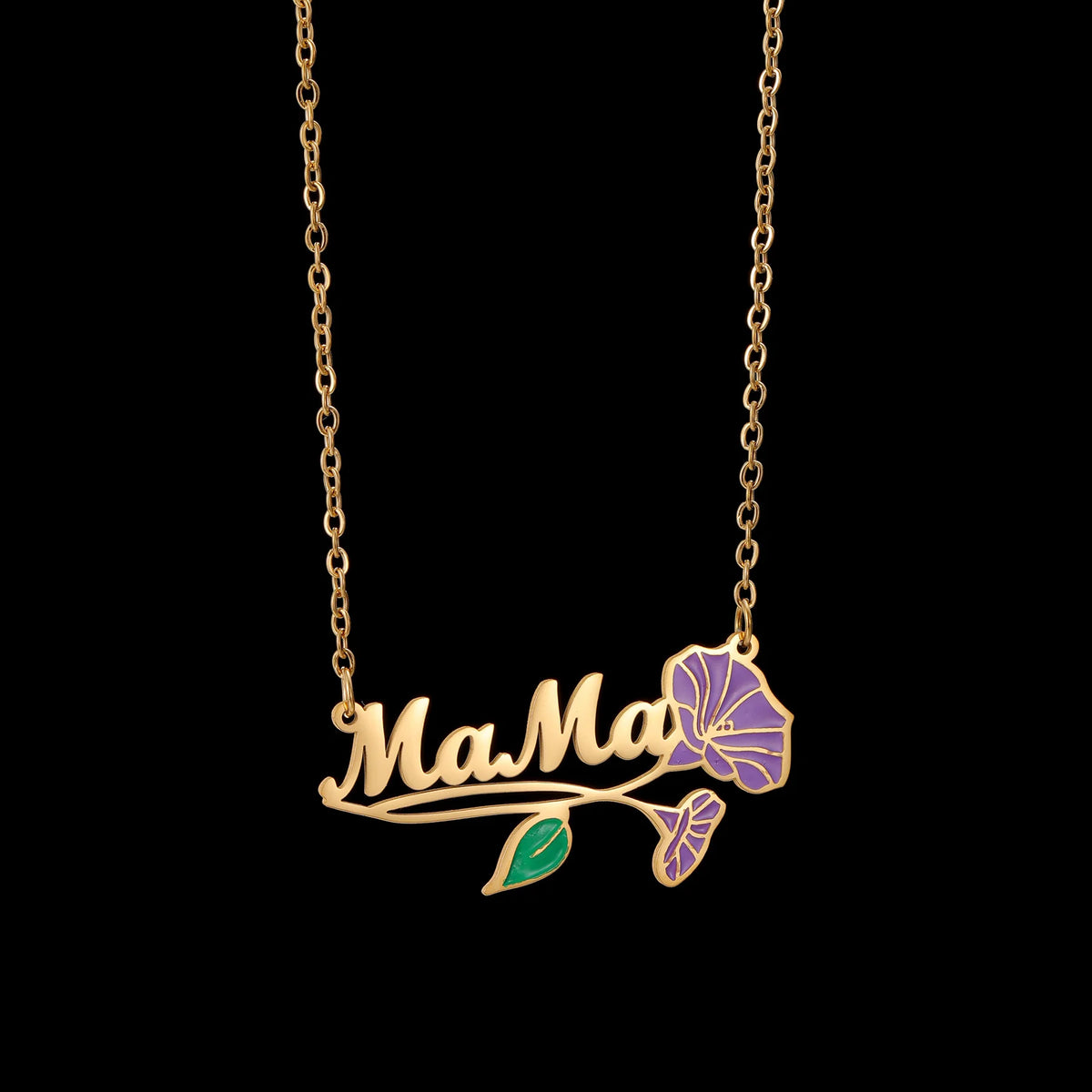 Freeteeme Personalized Custom Name Flower Necklace for Women Stainless Steel UV Print Birth Flower Chain Jewelry Birthday Gifts