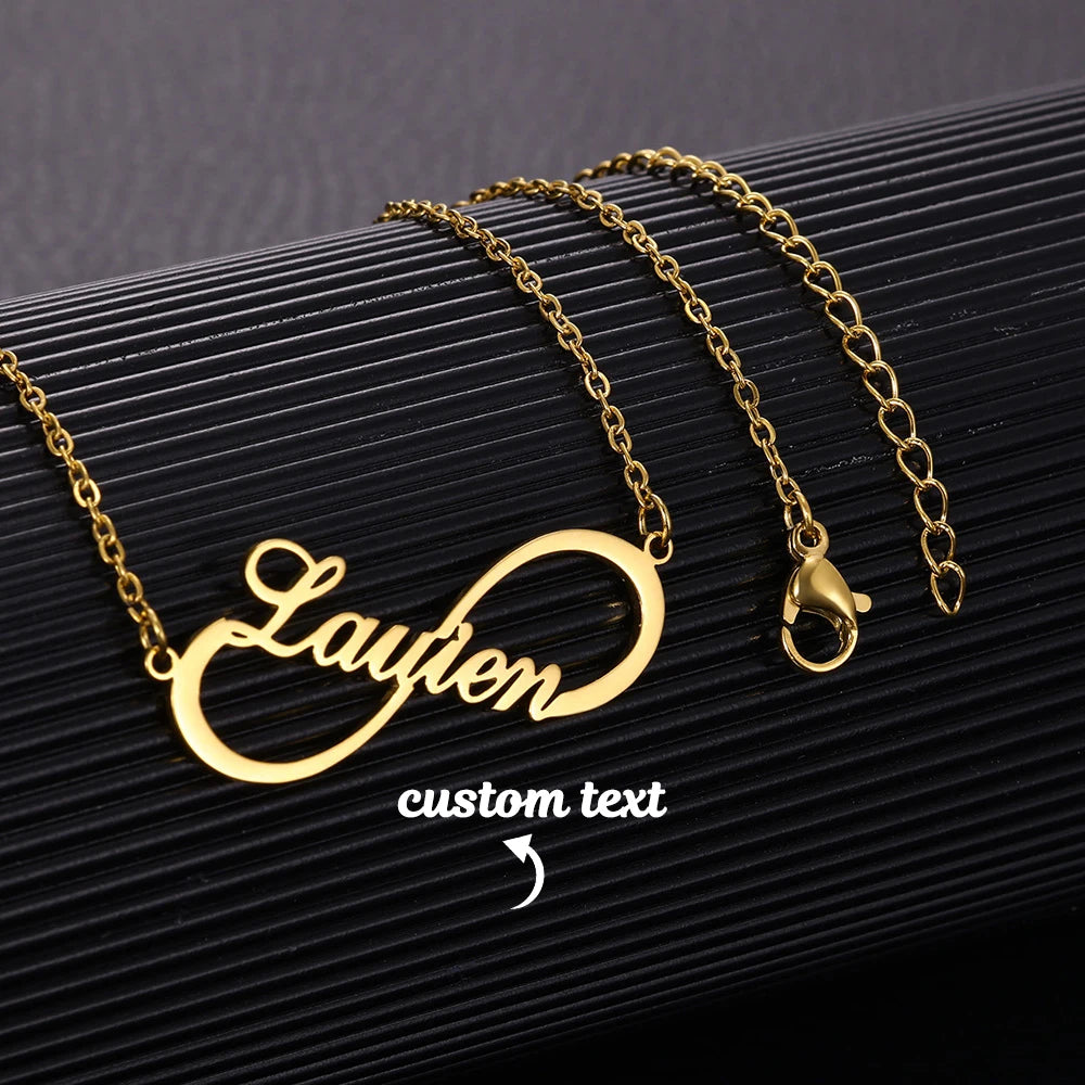 Custom Name Infinity Necklaces Women Family Mather Personalized Stainless Steel Two Name Birth Date Necklace Jewelry Best Gift