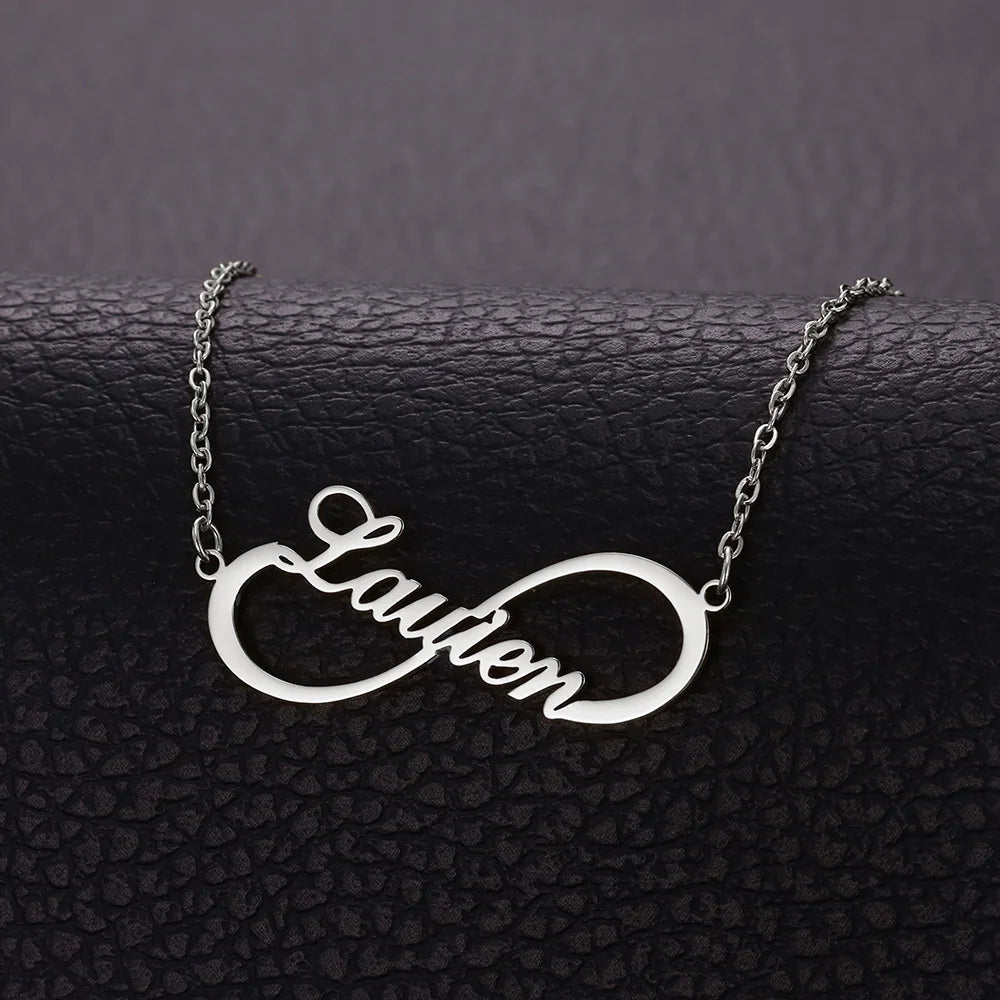 Custom Name Infinity Necklaces Women Family Mather Personalized Stainless Steel Two Name Birth Date Necklace Jewelry Best Gift