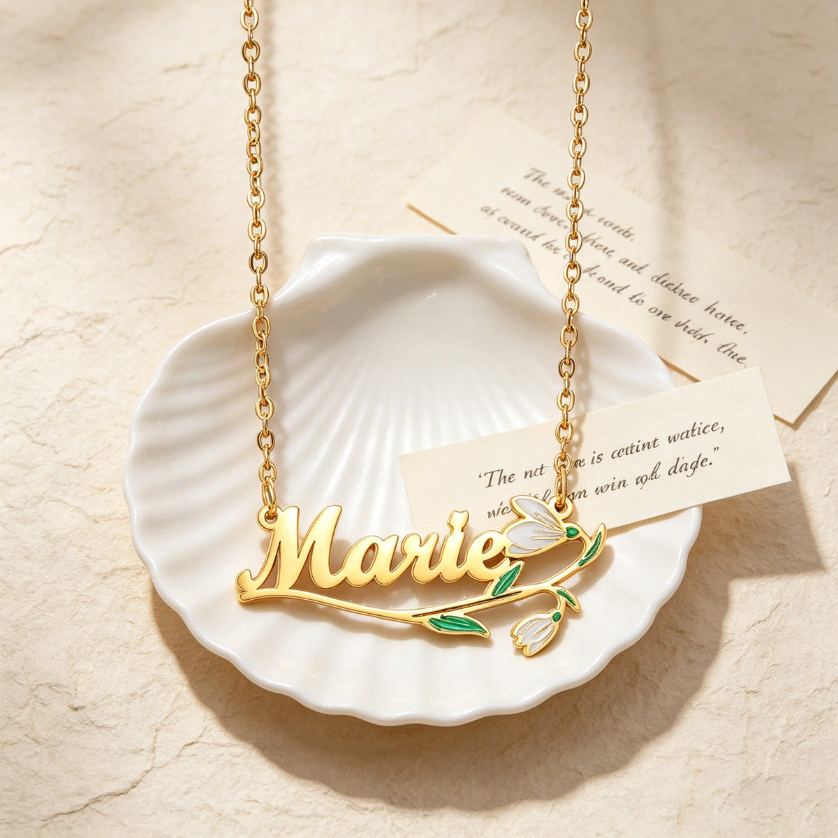 Freeteeme Personalized Custom Name Flower Necklace for Women Stainless Steel UV Print Birth Flower Chain Jewelry Birthday Gifts
