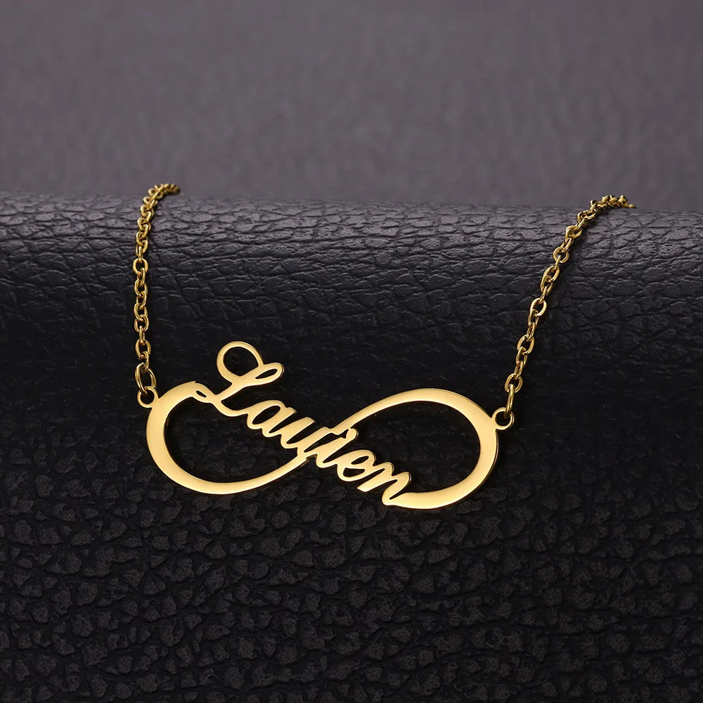 Custom Name Infinity Necklaces Women Family Mather Personalized Stainless Steel Two Name Birth Date Necklace Jewelry Best Gift