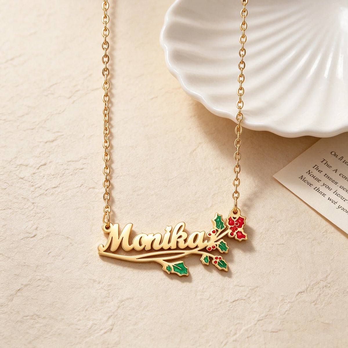 Freeteeme Personalized Custom Name Flower Necklace for Women Stainless Steel UV Print Birth Flower Chain Jewelry Birthday Gifts