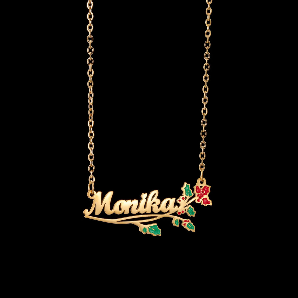 Freeteeme Personalized Custom Name Flower Necklace for Women Stainless Steel UV Print Birth Flower Chain Jewelry Birthday Gifts