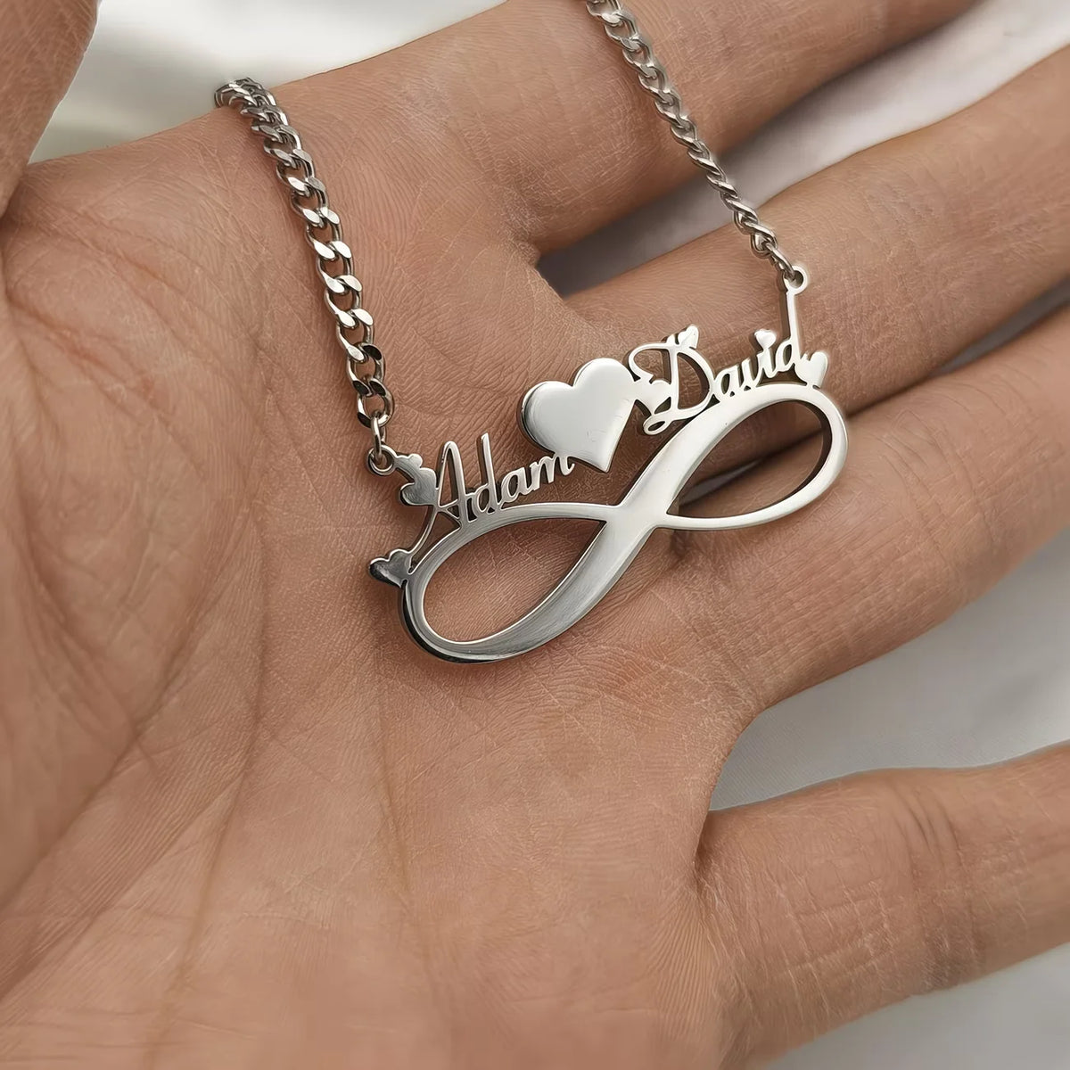 Custom Name Infinity Necklaces Women Family Mather Personalized Stainless Steel Two Name Birth Date Necklace Jewelry Best Gift