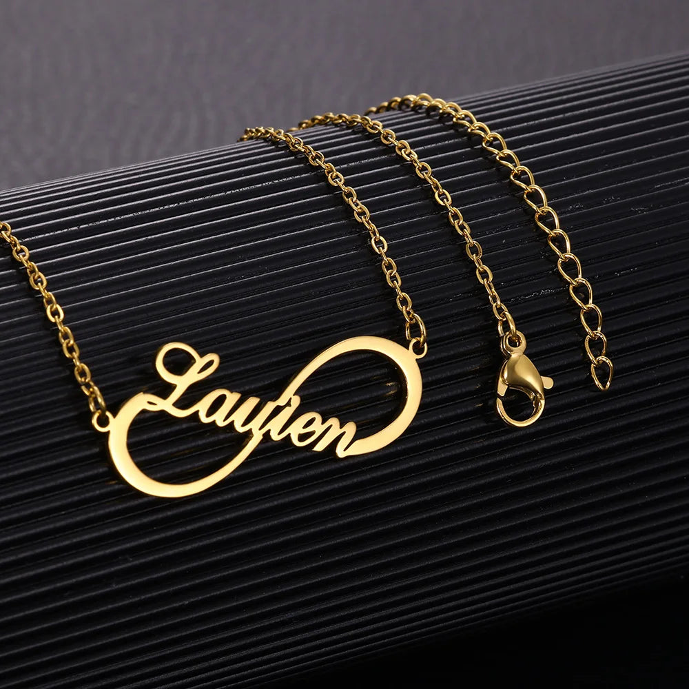 Custom Name Infinity Necklaces Women Family Mather Personalized Stainless Steel Two Name Birth Date Necklace Jewelry Best Gift
