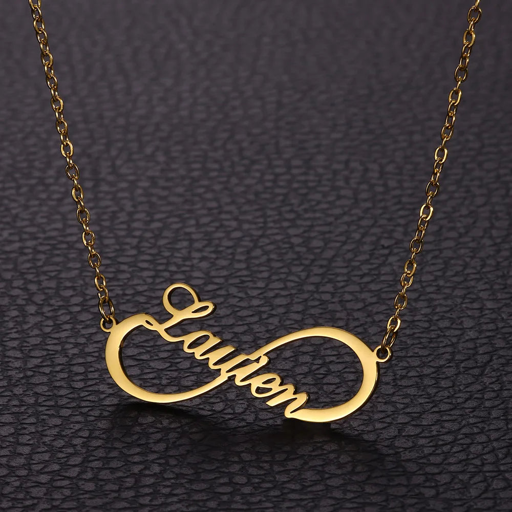 Custom Name Infinity Necklaces Women Family Mather Personalized Stainless Steel Two Name Birth Date Necklace Jewelry Best Gift