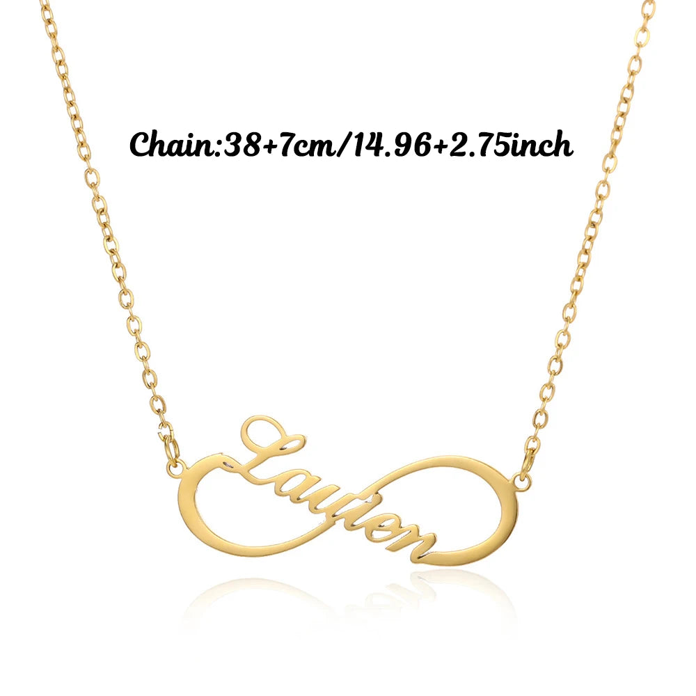 Custom Name Infinity Necklaces Women Family Mather Personalized Stainless Steel Two Name Birth Date Necklace Jewelry Best Gift