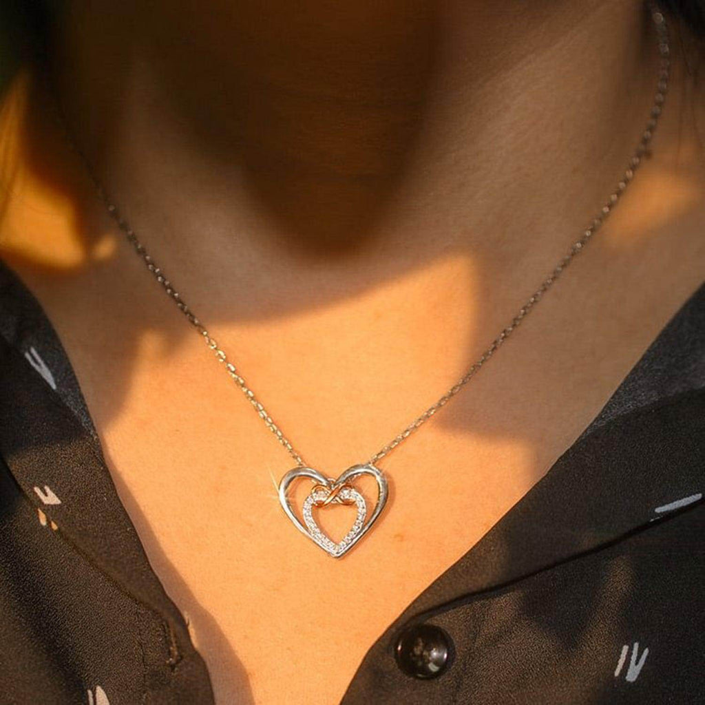 Sterling Silver Heart Zircon Necklace