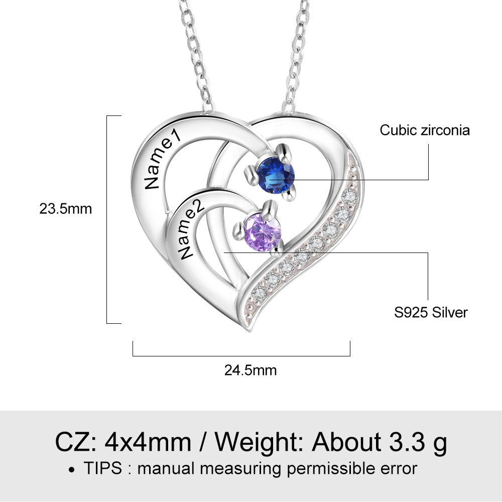 Personalized Birthstone Sterling Silver Necklace – close-up detail
