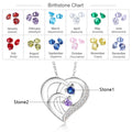 Personalized Birthstone Sterling Silver Necklace – Color: White Gold Plated, Number of stone: 2 view